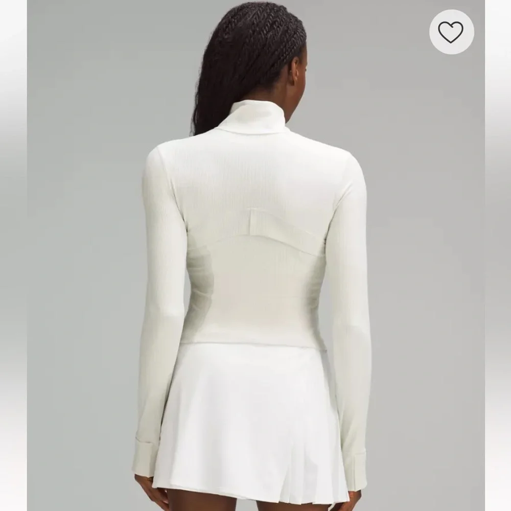 Lululemon Cropped Define Jacket zip up Ribbed Nulu Shine Off white 12 L - Picture 4 of 15